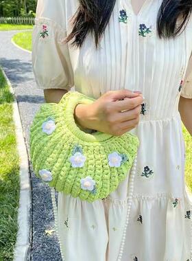 栀子花贝壳包FXI材包闺女友礼送料物手工编织diy蜜可爱包包