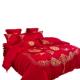 高中式 百子图绣结婚四件套红色档床被单被套喜婚刺庆床OL上用品