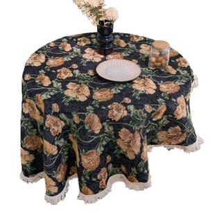 伊缦琪美式桌布提布YJF花佩里斯腰果彩色餐桌布韵圆形厚台实工厂