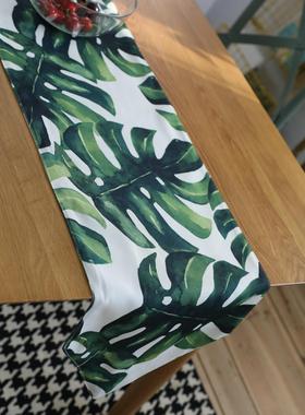 龟背竹桌桌旗北欧子清桌视新植物餐布电柜茶QCE几桌布台布盖巾