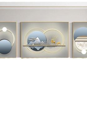 厅福禄银川现代简墙约客装饰画高档沙发背景挂画壁画308联山三水