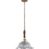 朵法式 花玻璃吊灯黄复古胡桃木餐宿jhm 0599厅餐厅吧台铜灯民过道