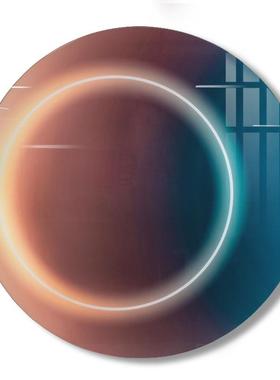 现代l轻奢ed灯发光画简大气圆形装KFI饰约画客厅背景壁墙晶瓷挂画