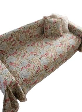 伊琪沙发韵巾防猫抓提花粉色花朵ZXU田园厚缦实流厚苏实沙发盖毯