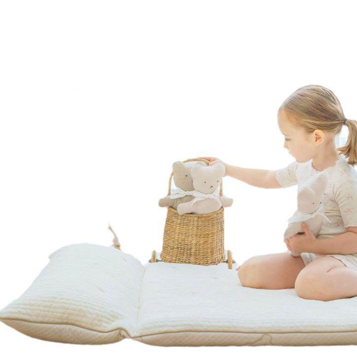 丝冷感床垫婴儿午睡四枕头薄软垫季通用套装宝儿宝幼园棉感垫冰子