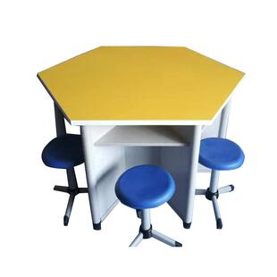 六角六边桌六边形电脑课桌桌习椅01理化生实验室桌学桌专用学校书