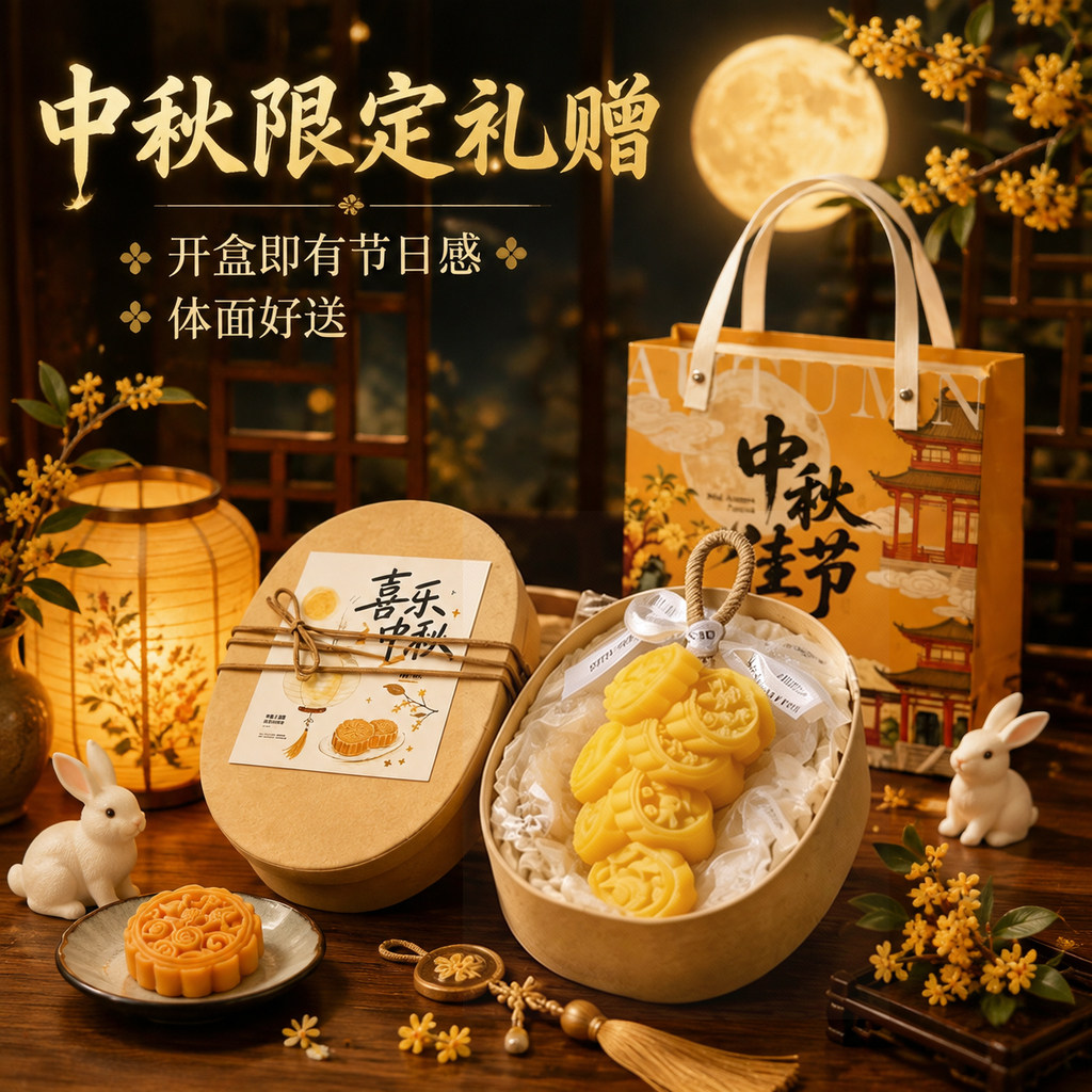 月饼造型手工香皂中秋节创意礼品伴手礼物沐浴洗手精油皂节日送礼