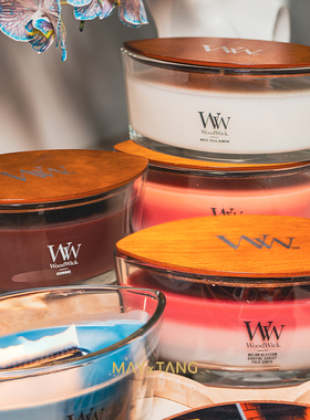 WoodWick白噪音壁炉款香薰蜡烛453g礼盒美国进口木芯心动明星同款