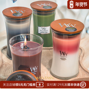 WoodWick白噪音香薰蜡烛610g大瓶美国进口木芯没药檀香明星同款