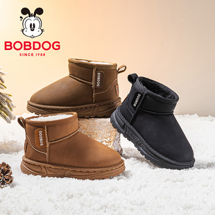 巴布豆儿童加绒雪地靴防滑防水厚底2025冬季冬日超火男款宝宝保暖