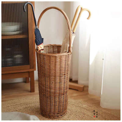 柳编雨伞收纳桶入户家用商用门口雨伞架书画收纳桶置物架收纳篮子