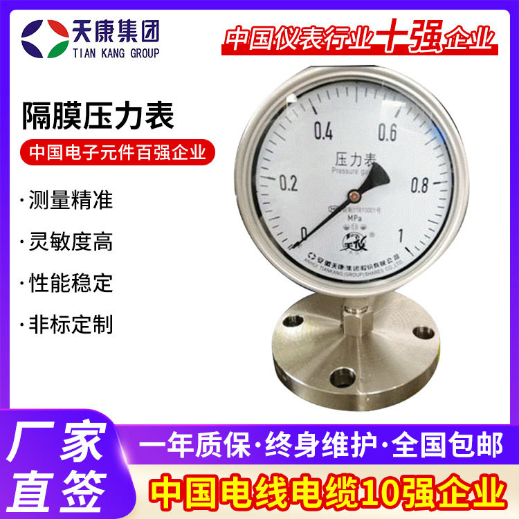不锈钢隔膜压力表法兰连接压力表 长期供应 质量保障