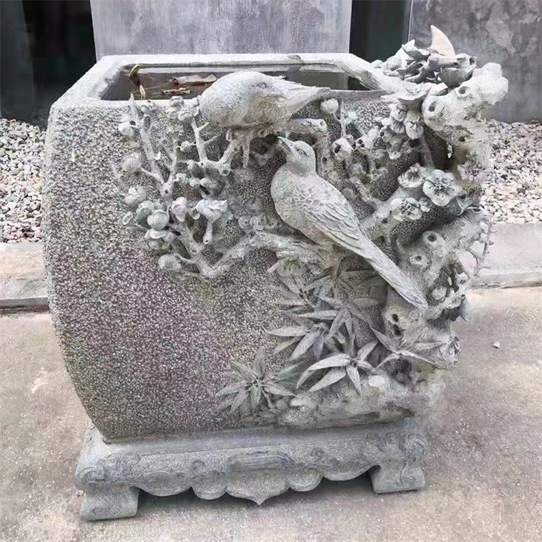 石雕厂专业欧式石雕花盆园林景观石雕花钵制作福建大鹏石材