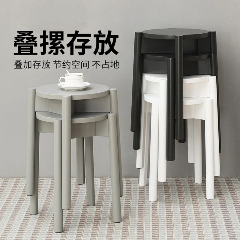 榉木实木凳子家用圆凳北欧轻奢现代简约矮凳小板凳创意客厅凳