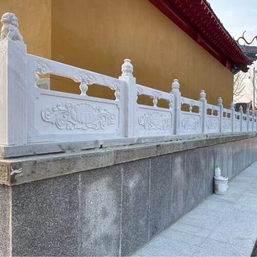 汉白玉栏杆旗台芝麻灰护栏河道石栏杆
