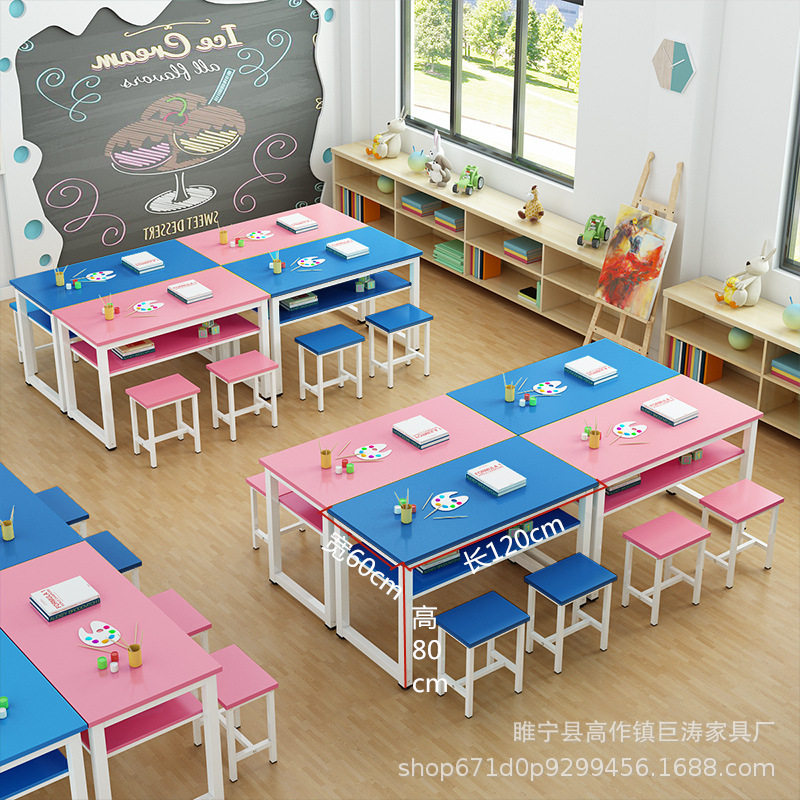 批发学生培训班单双人课桌椅