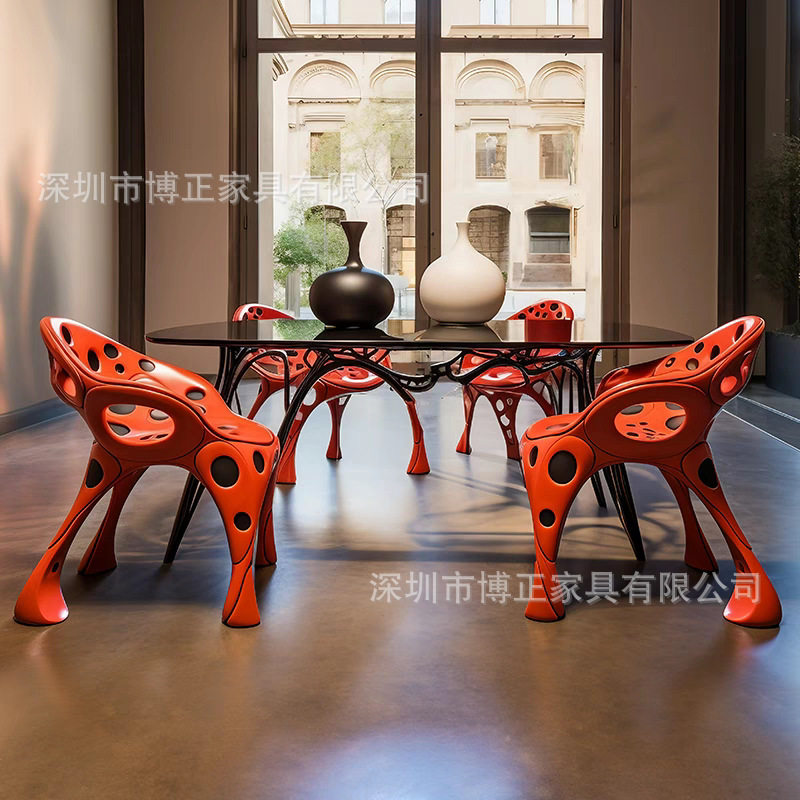 艺术餐桌餐椅组合创意美学大平层会所别墅卧室大床简约高端家用