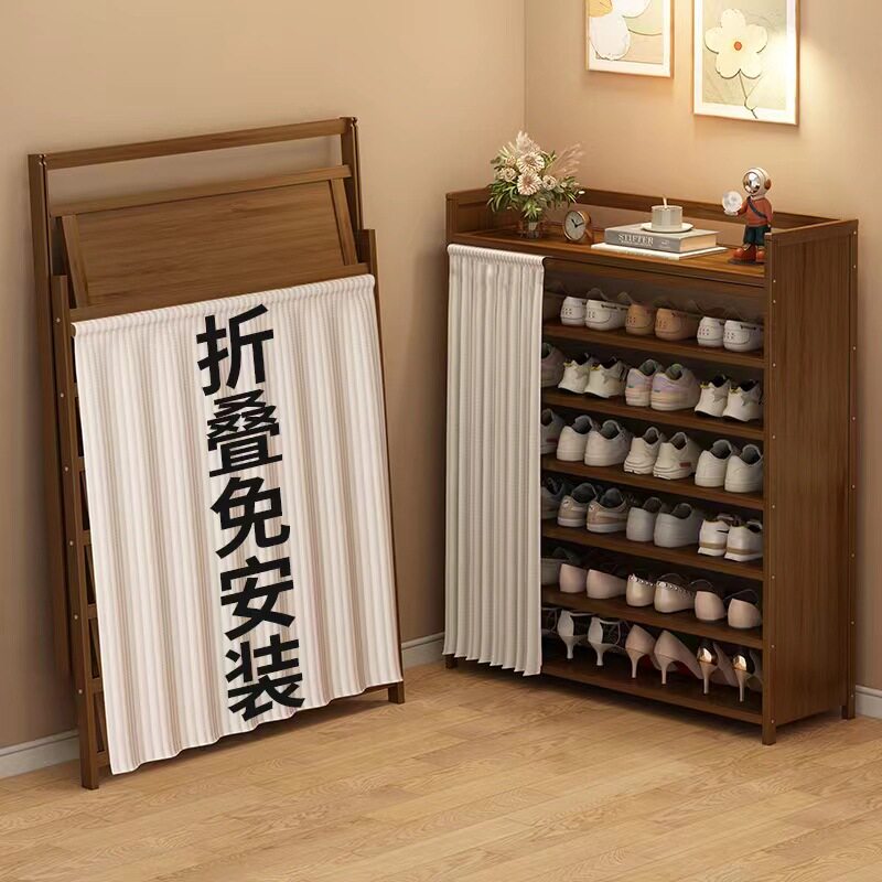 批发鞋架多层家用门口小窄可折叠免安装简易鞋柜出租房用入门室内图片