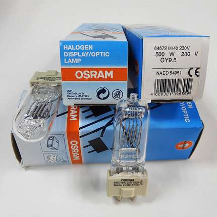 欧司朗OSRAM 64672 M/40 230V500W广告舞台摄影卤素灯泡GY9.5