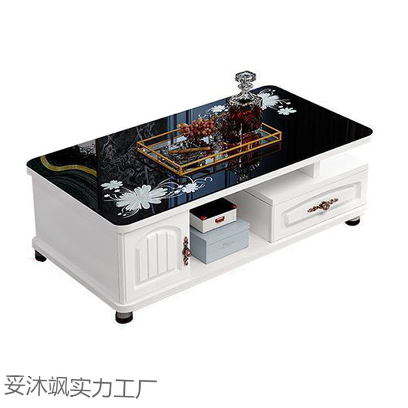 欧式轻奢简约小户型钢化玻璃茶几