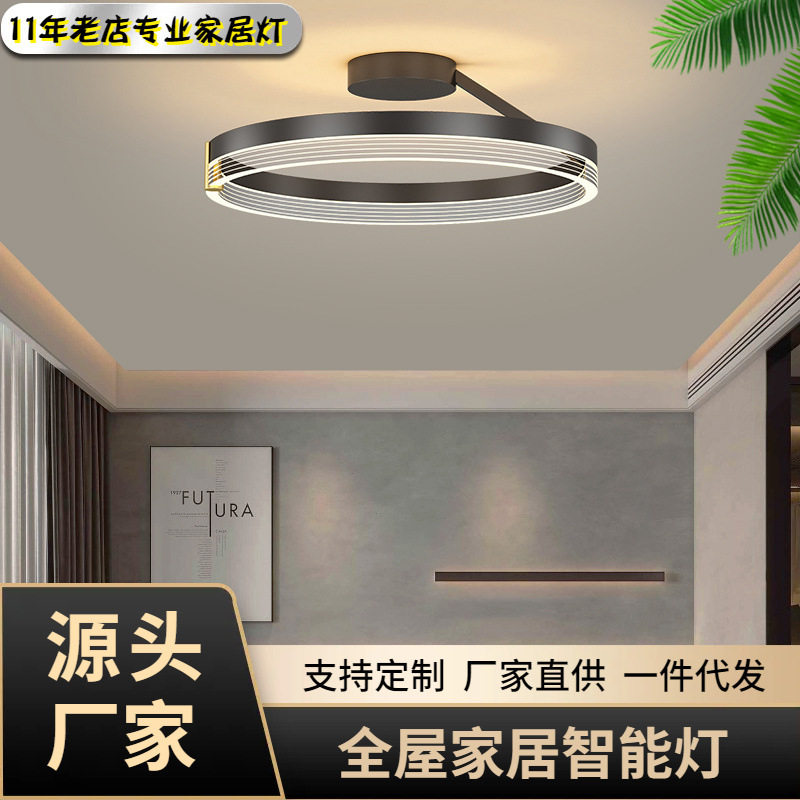 镂空家装卧室灯设计师条纹圆形房间吸顶灯现代大气书房餐厅灯具饰