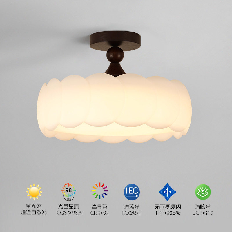 奶油风卧室吸顶灯中古风创意复古羽毛书房主卧灯衣帽间餐厅吊灯