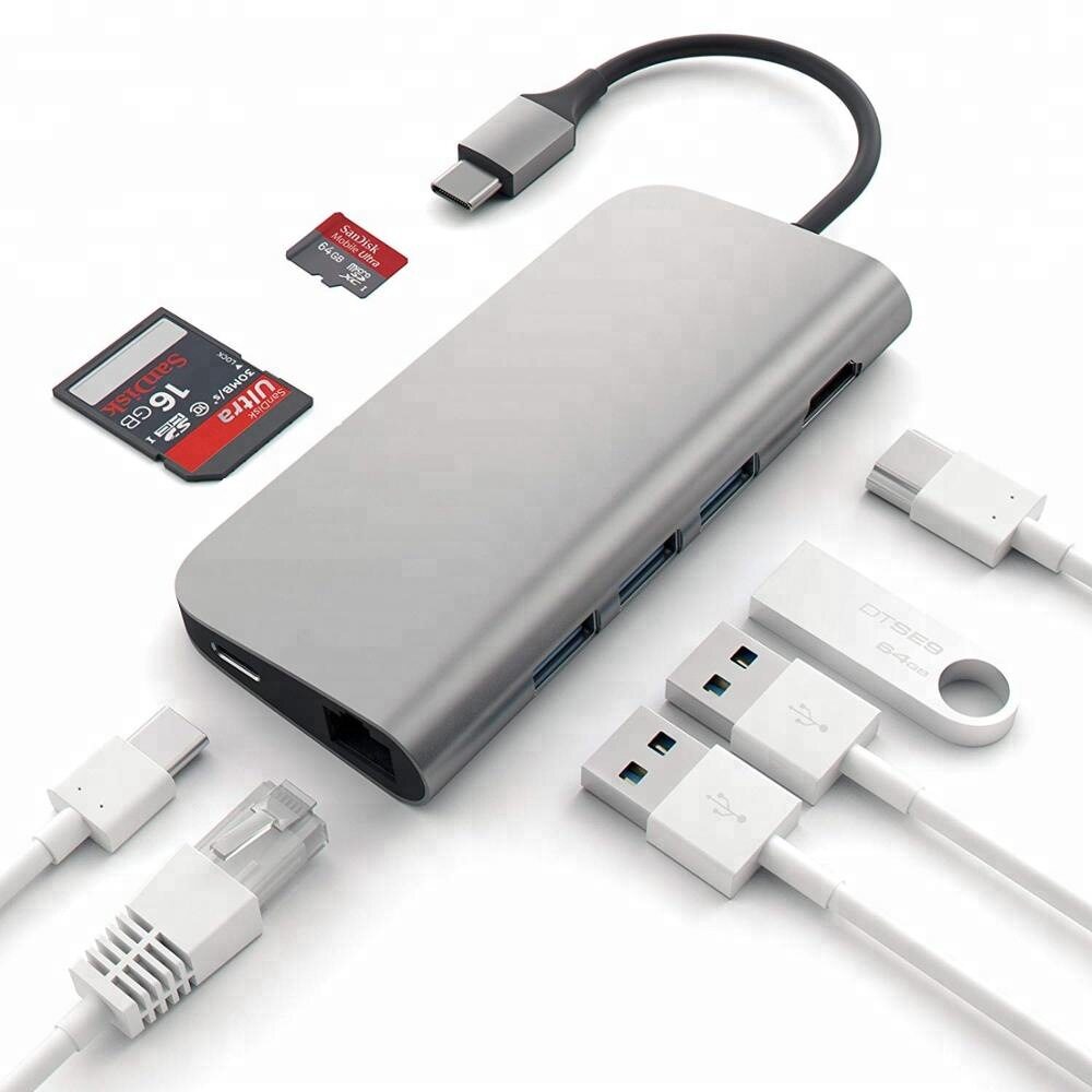 typec八合一多功能扩展坞千兆网卡HDTV4K高清转换器macbook拓展坞