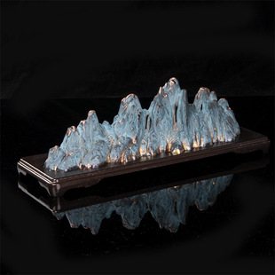 新中式客厅合金假山玄关办公室沙盘微景观装饰摆设千里江山卧香炉
