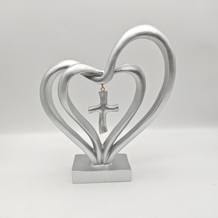 两颗爱心装饰工艺亚马工艺品艺品新款星简约摆件摆件树脂办公桌办