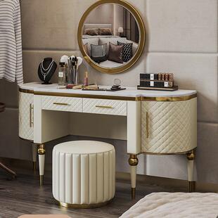 轻奢梳妆台卧室收纳柜一体小户型意式现代高档化妆台大理石化妆桌