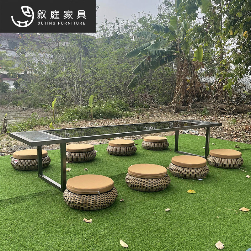 户外庭院藤桌椅组合室内外别墅露台小茶几阳台简约休闲喝茶滕椅子