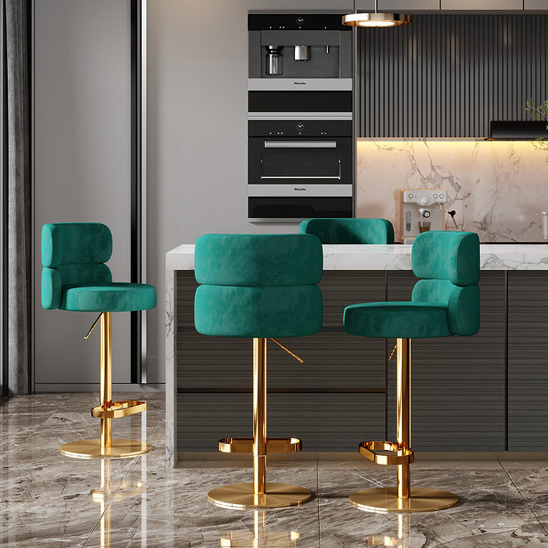 轻奢金属高级感吧台椅升降旋转靠背酒吧家用高脚凳高端吧台凳椅子图片