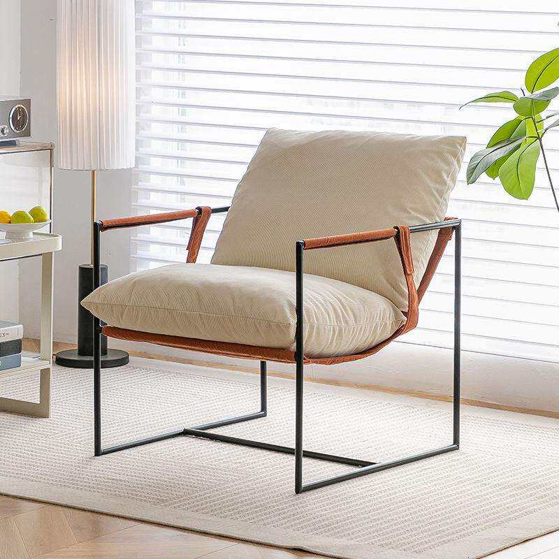 懒人沙发单人休闲椅久坐客厅设计师沙发椅现代轻奢奶油风铁艺单g^