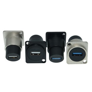 热销USBd2.0 3.0连接器180度接线端子 穿墙式面板母座直通头法兰