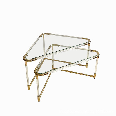 造心家具|钢化超白玻璃茶几转角边几意式轻奢拼接几Coffee Table