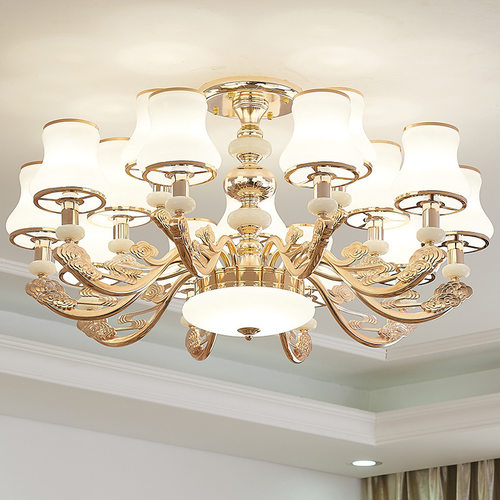 欧式吊灯简约客厅灯简欧餐厅灯创意卧室家用套餐灯具吸吊两用家居