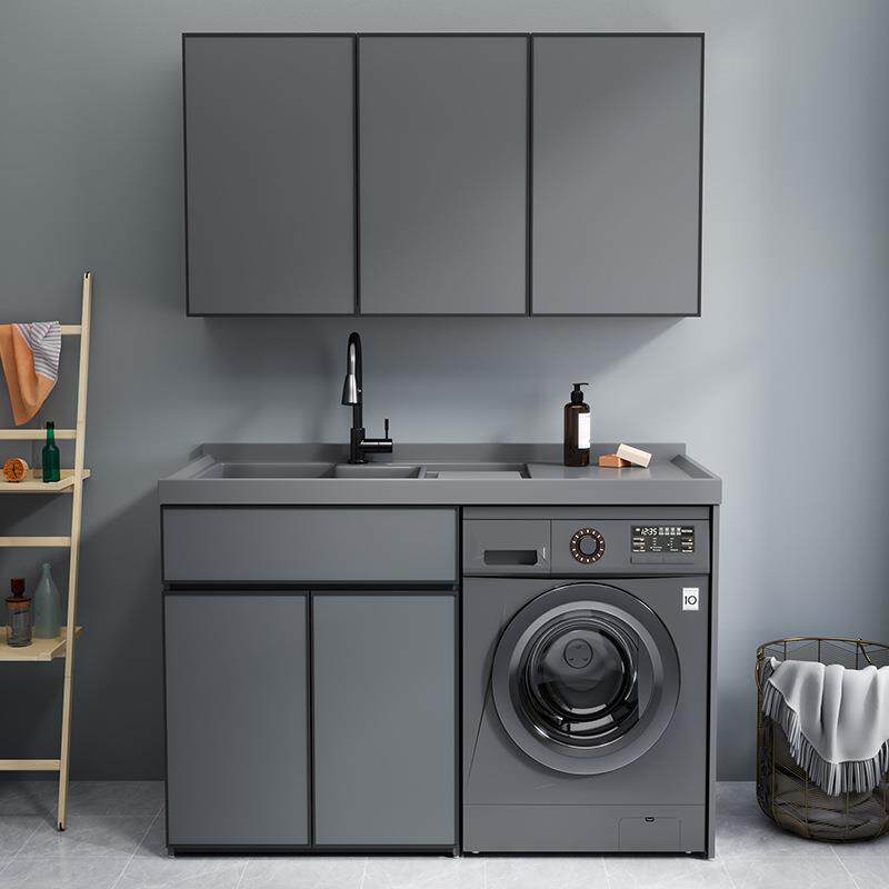 滚筒洗衣机伴侣柜高低洗衣池一体盆新品阳台太空铝洗衣柜收纳组合