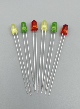 f5mm红发红加长脚黄发黄色绿发绿超长脚指示灯 led直插发光二极管