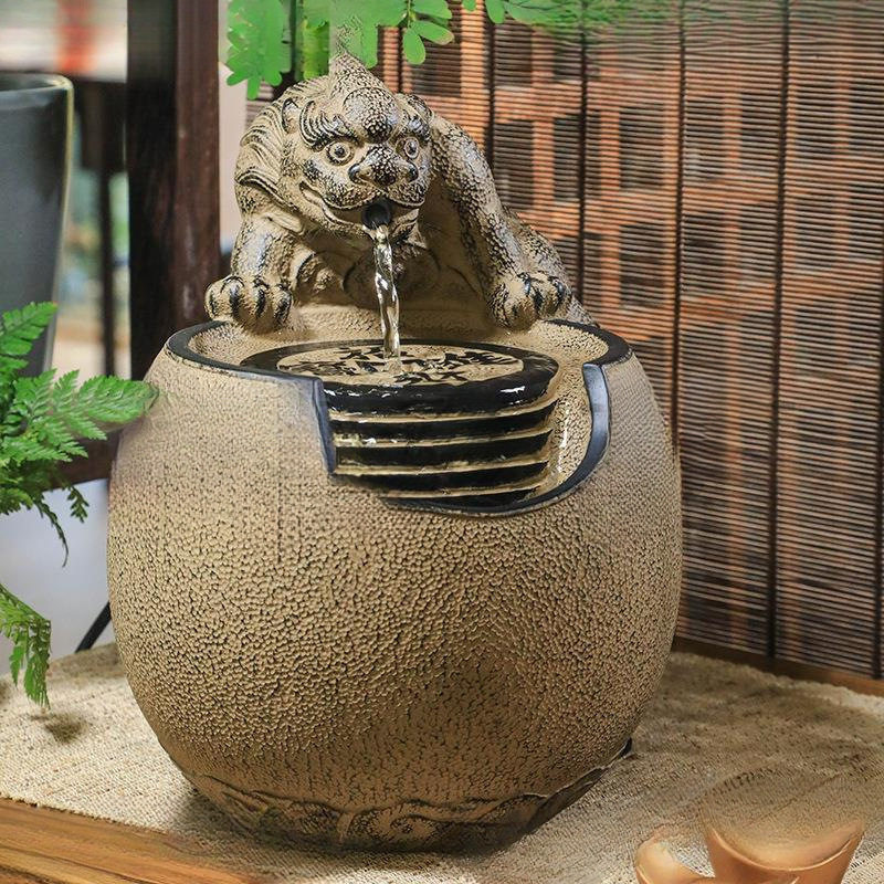 流水器新中式客厅办公桌桌面装饰汉韵堂小型喷泉水景流水摆件