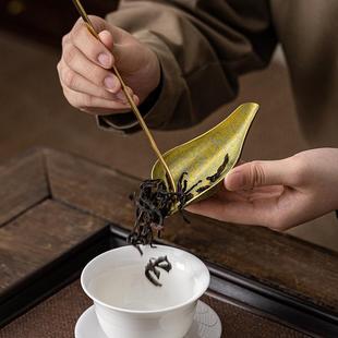 高端钛制茶则茶拨二件套茶道配件赏茶荷茶勺投茶分茶器醒茶 中式