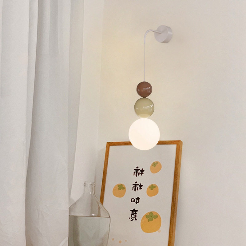 奶油风卧室床头壁灯创意葫芦走廊过道墙灯法式镜前小壁灯