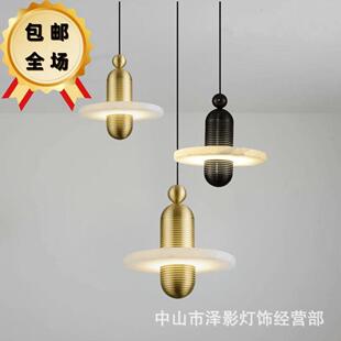 北欧简约云石单头餐厅小吊灯现代时尚吧台卧室床头设计师轻奢灯具