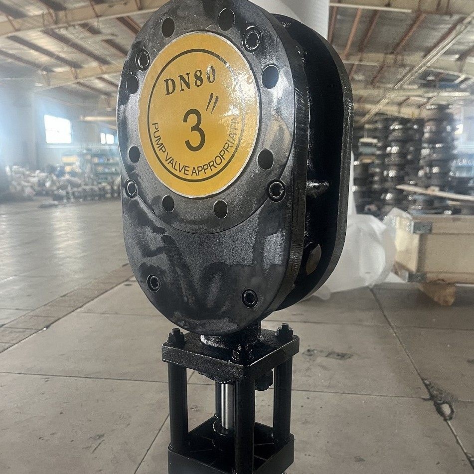 Z674TC-10C对夹式气动双闸板阀使用寿命长，卡灰积灰现象少