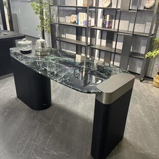 天然奢石花绿岩板茶桌轻奢现代简约家用客厅烧水壶一体茶台桌