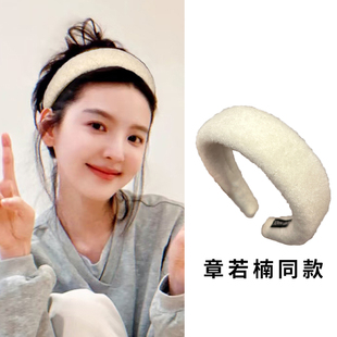 章若楠同款奶白色加厚毛绒发箍女高颅顶宽边发卡头箍秋冬毛毛发饰