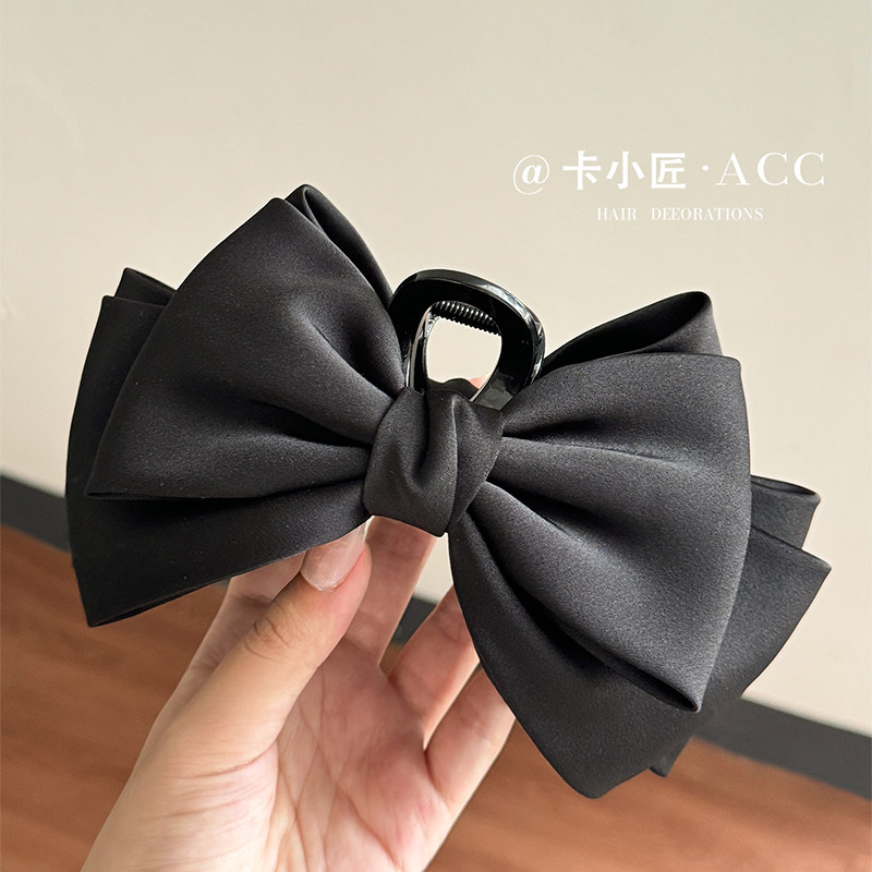 黑色双面蝴蝶结抓夹女超大号盘发夹后脑勺高级感在逃公主头饰顶夹