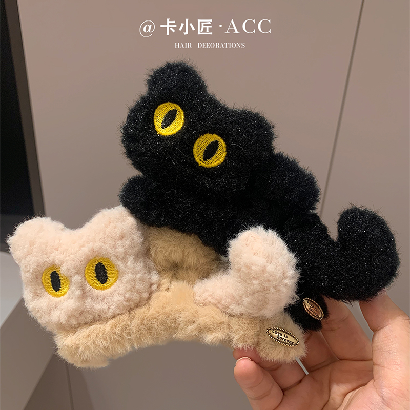 卡通立体可爱猫咪毛绒抓夹头饰