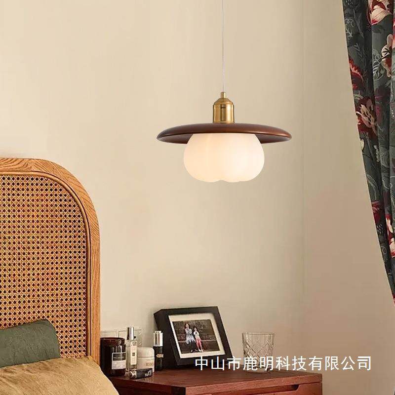 法式奶油风吊灯餐厅吧台灯实木复古饭厅餐桌灯一字长条岛台灯具