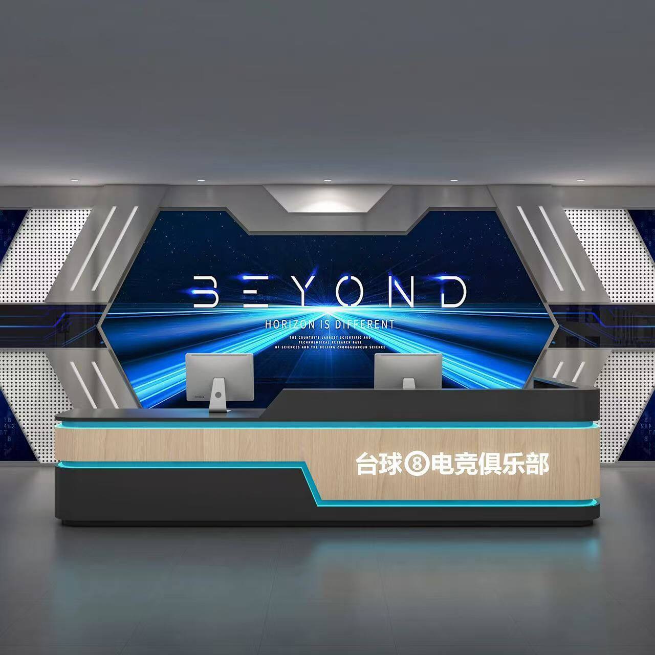 收银台接待前台电竞酒店台球厅小酒馆吧台健身房前台酒店拐角L型