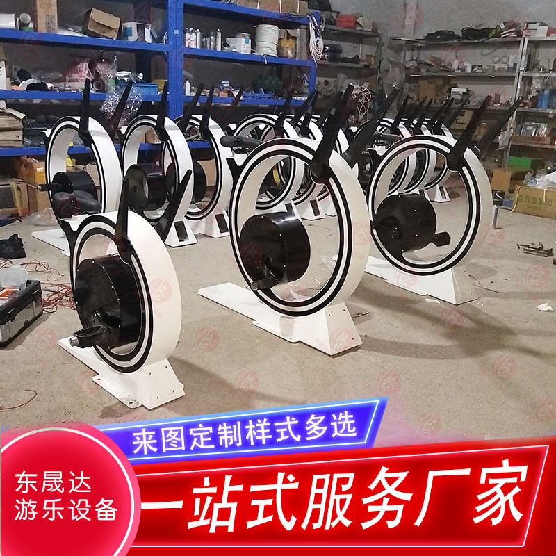 无动力迷你发光喷泉单车 户外景区广场动感发电不锈钢互动设施